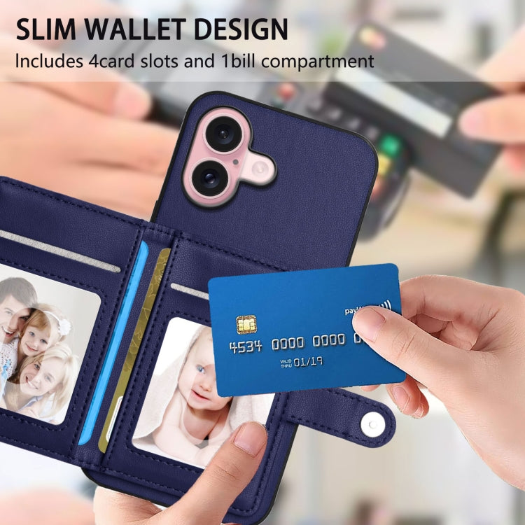 For iPhone 16 Button Card Bag RFID Anti-theft Phone Case