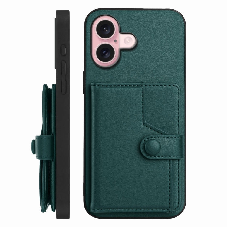 For iPhone 16 Button Card Bag RFID Anti-theft Phone Case