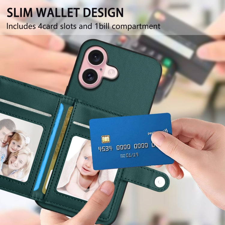 For iPhone 16 Button Card Bag RFID Anti-theft Phone Case