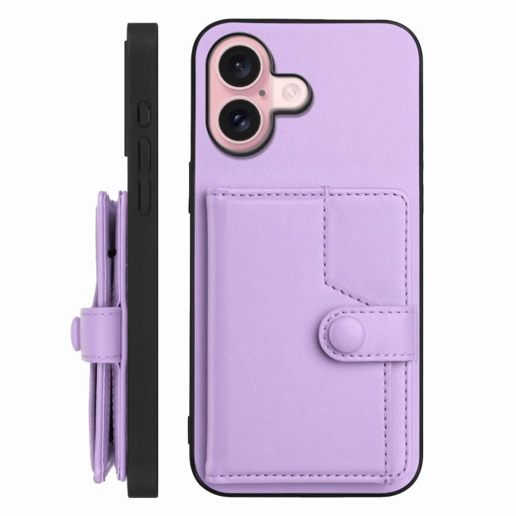 For iPhone 16 Button Card Bag RFID Anti-theft Phone Case