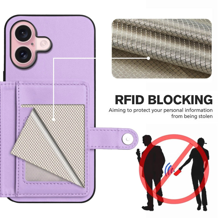 For iPhone 16 Button Card Bag RFID Anti-theft Phone Case