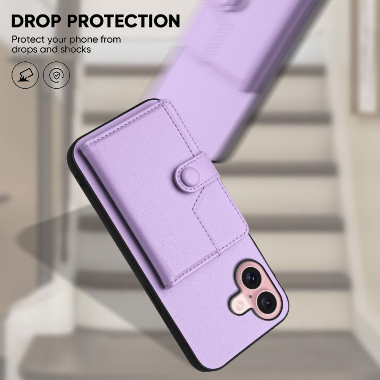 For iPhone 16 Button Card Bag RFID Anti-theft Phone Case