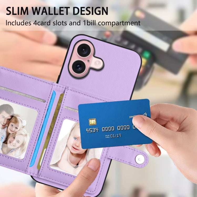 For iPhone 16 Button Card Bag RFID Anti-theft Phone Case