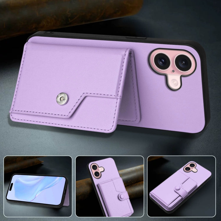 For iPhone 16 Button Card Bag RFID Anti-theft Phone Case