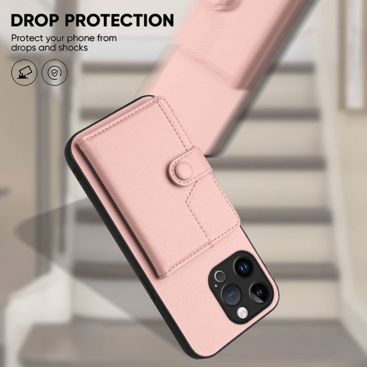 For iPhone 15 Pro Max Button Card Bag RFID Anti-theft Phone Case