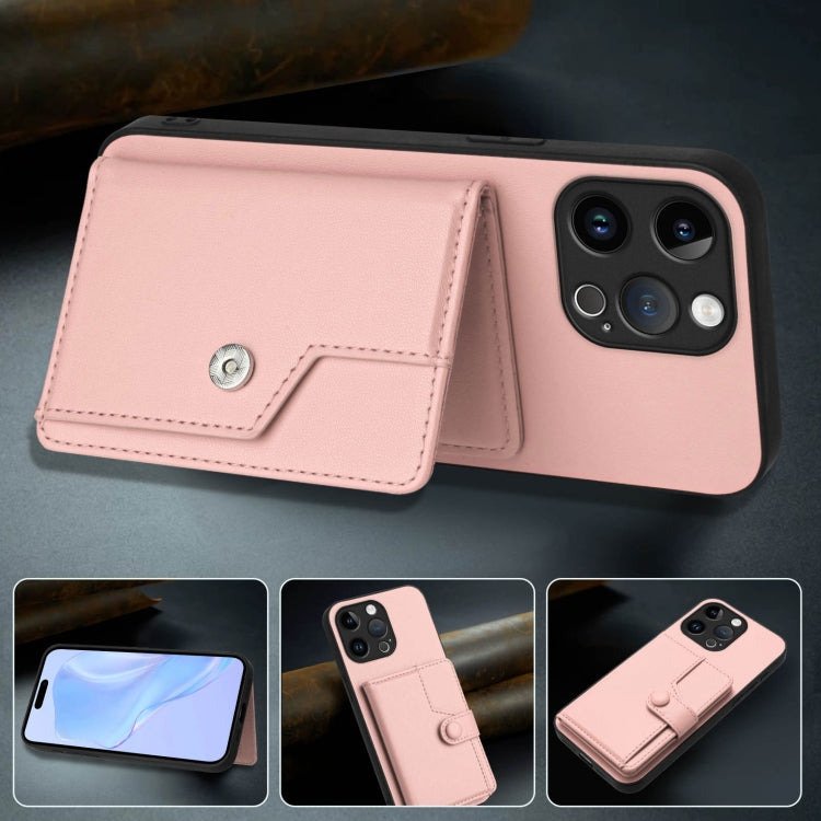 For iPhone 15 Pro Max Button Card Bag RFID Anti-theft Phone Case