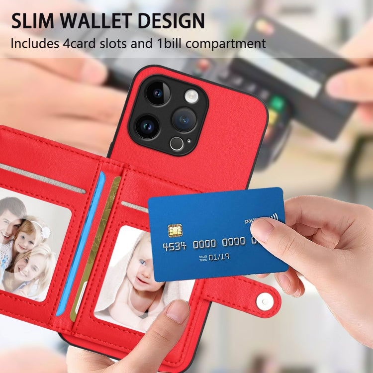 For iPhone 15 Pro Max Button Card Bag RFID Anti-theft Phone Case