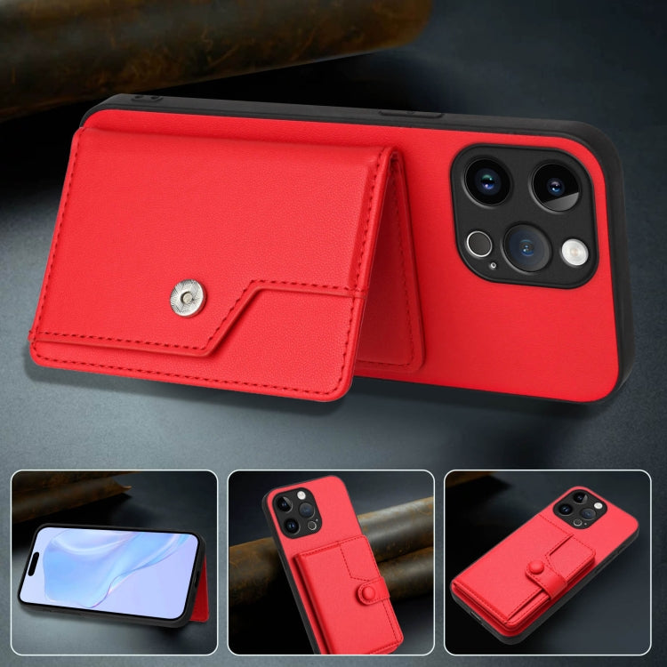 For iPhone 15 Pro Max Button Card Bag RFID Anti-theft Phone Case