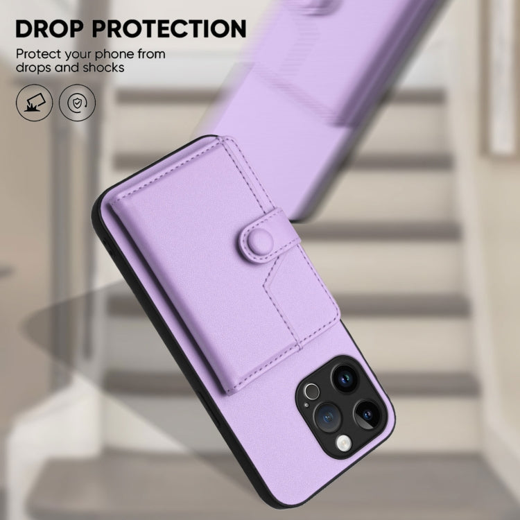 For iPhone 15 Pro Max Button Card Bag RFID Anti-theft Phone Case
