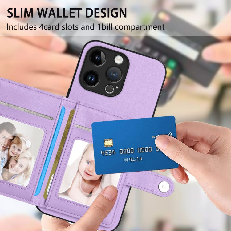 For iPhone 15 Pro Max Button Card Bag RFID Anti-theft Phone Case