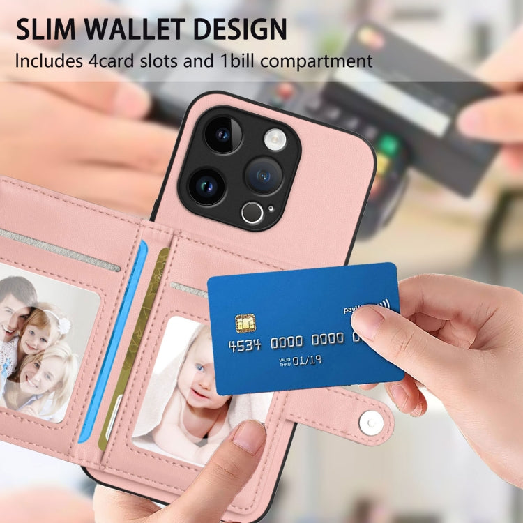 For iPhone 15 Pro Button Card Bag RFID Anti-theft Phone Case