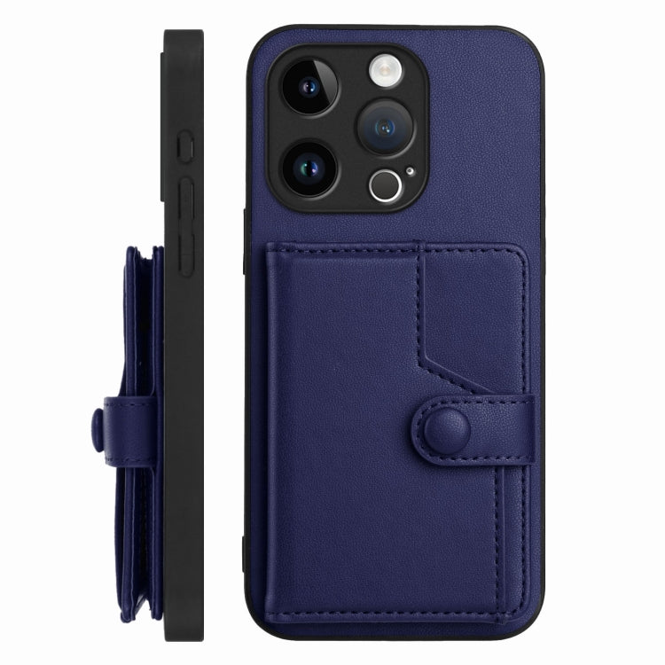 For iPhone 15 Pro Button Card Bag RFID Anti-theft Phone Case