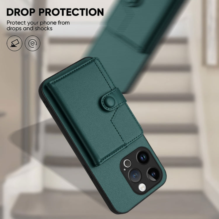 For iPhone 15 Pro Button Card Bag RFID Anti-theft Phone Case