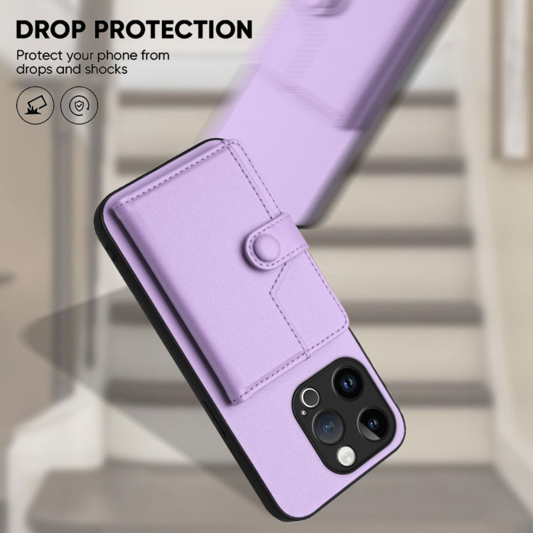 For iPhone 15 Pro Button Card Bag RFID Anti-theft Phone Case