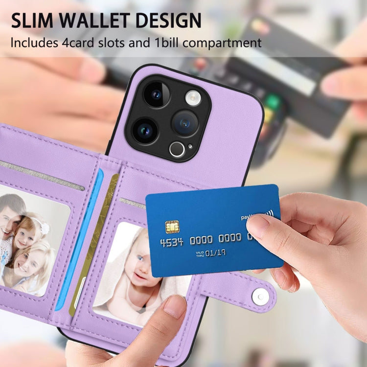 For iPhone 15 Pro Button Card Bag RFID Anti-theft Phone Case