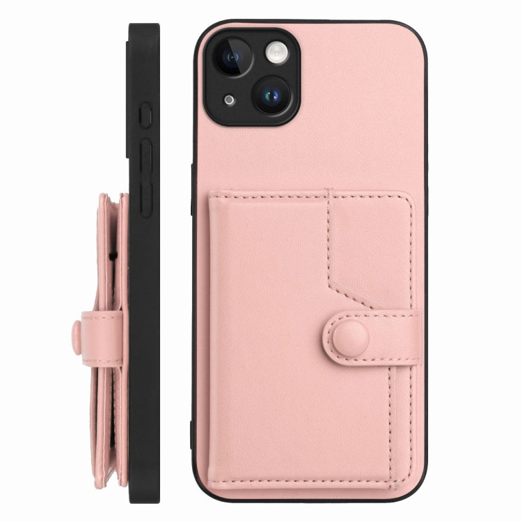 For iPhone 15 Plus Button Card Bag RFID Anti-theft Phone Case