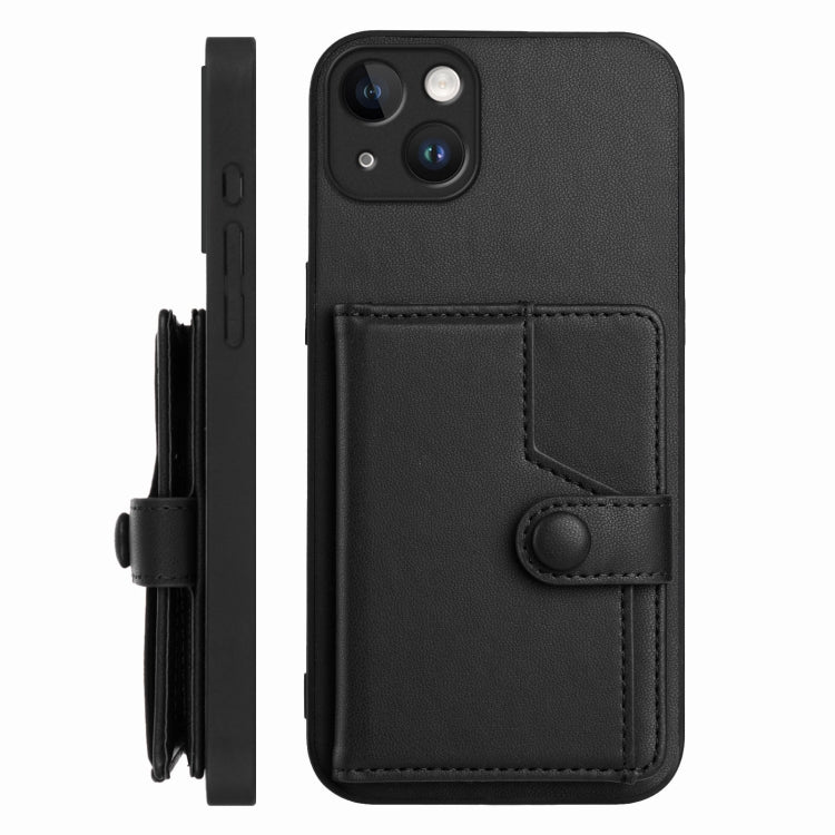 For iPhone 15 Plus Button Card Bag RFID Anti-theft Phone Case