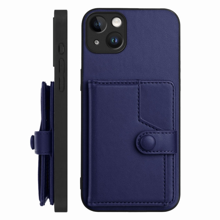 For iPhone 15 Plus Button Card Bag RFID Anti-theft Phone Case