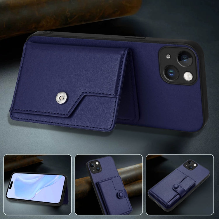 For iPhone 15 Plus Button Card Bag RFID Anti-theft Phone Case
