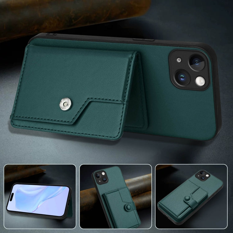 For iPhone 15 Plus Button Card Bag RFID Anti-theft Phone Case