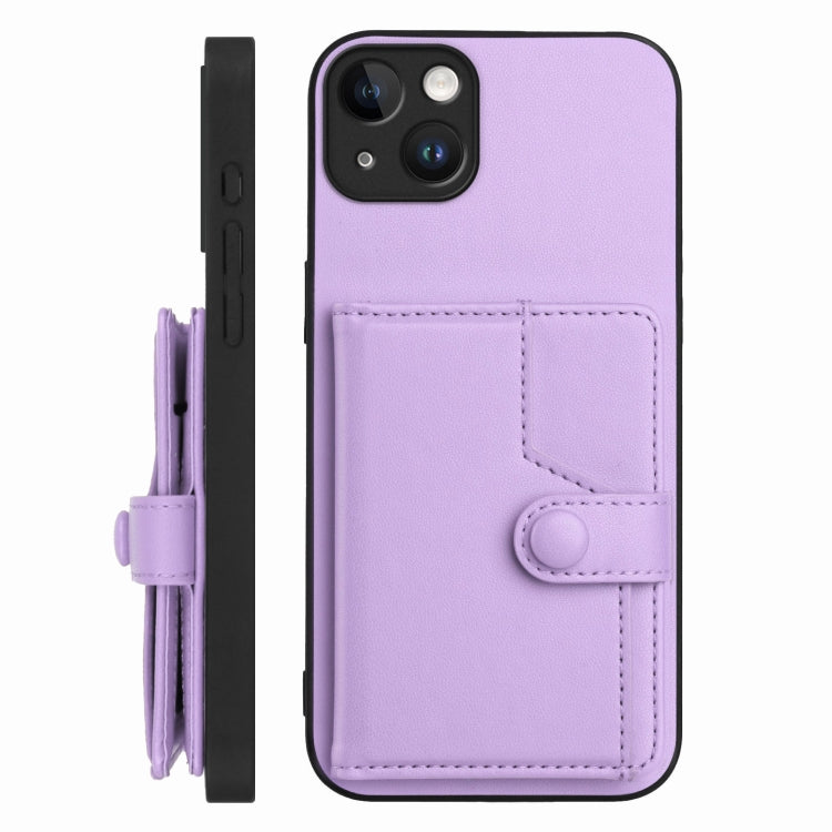 For iPhone 15 Plus Button Card Bag RFID Anti-theft Phone Case
