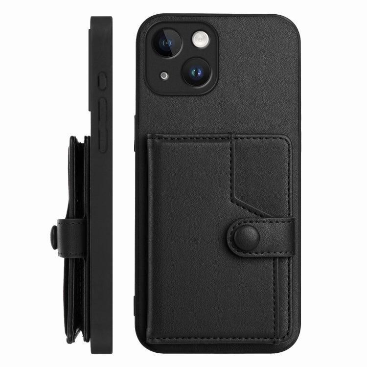For iPhone 15 Button Card Bag RFID Anti-theft Phone Case