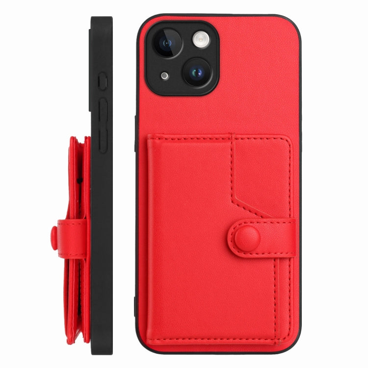 For iPhone 15 Button Card Bag RFID Anti-theft Phone Case