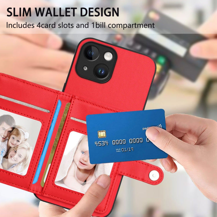 For iPhone 15 Button Card Bag RFID Anti-theft Phone Case