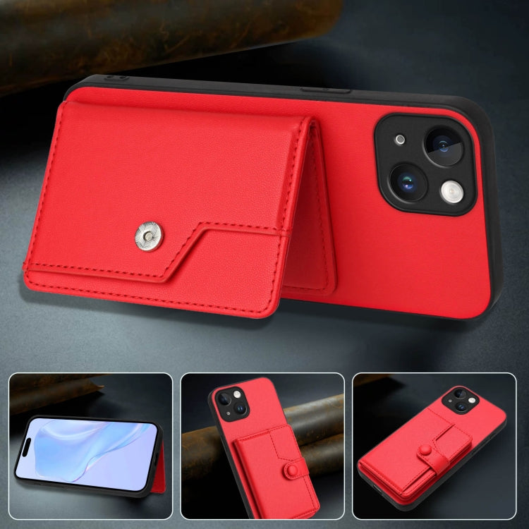 For iPhone 15 Button Card Bag RFID Anti-theft Phone Case