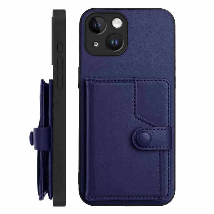 For iPhone 15 Button Card Bag RFID Anti-theft Phone Case