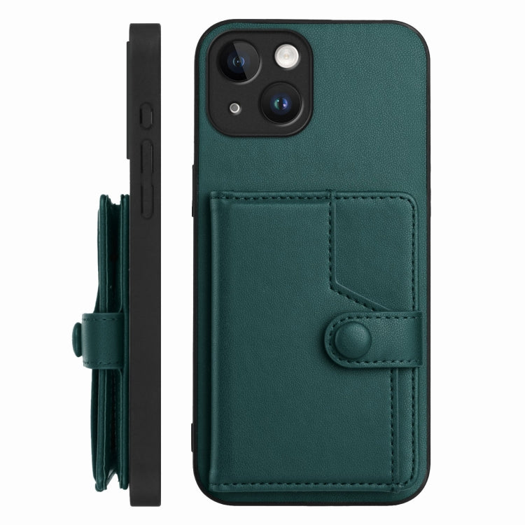 For iPhone 15 Button Card Bag RFID Anti-theft Phone Case