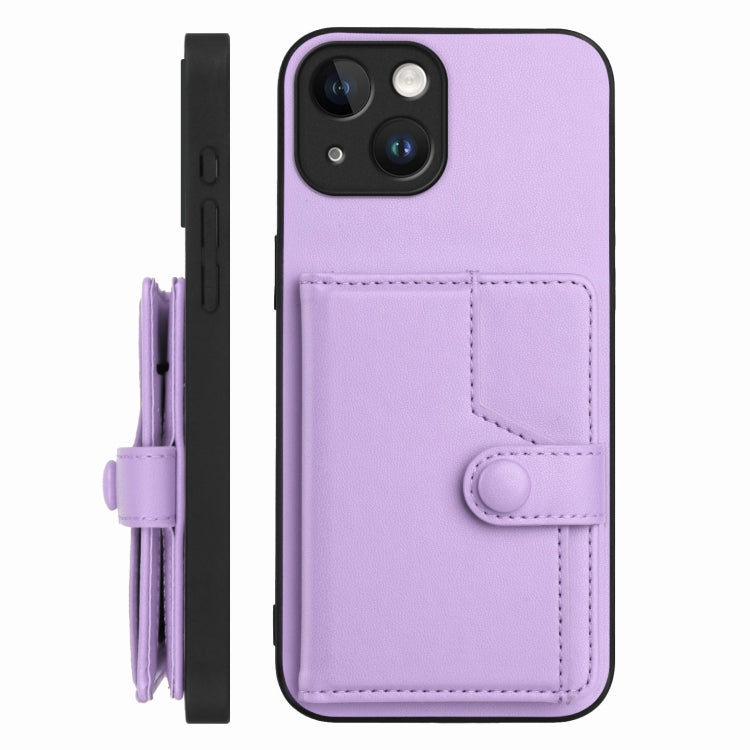 For iPhone 15 Button Card Bag RFID Anti-theft Phone Case