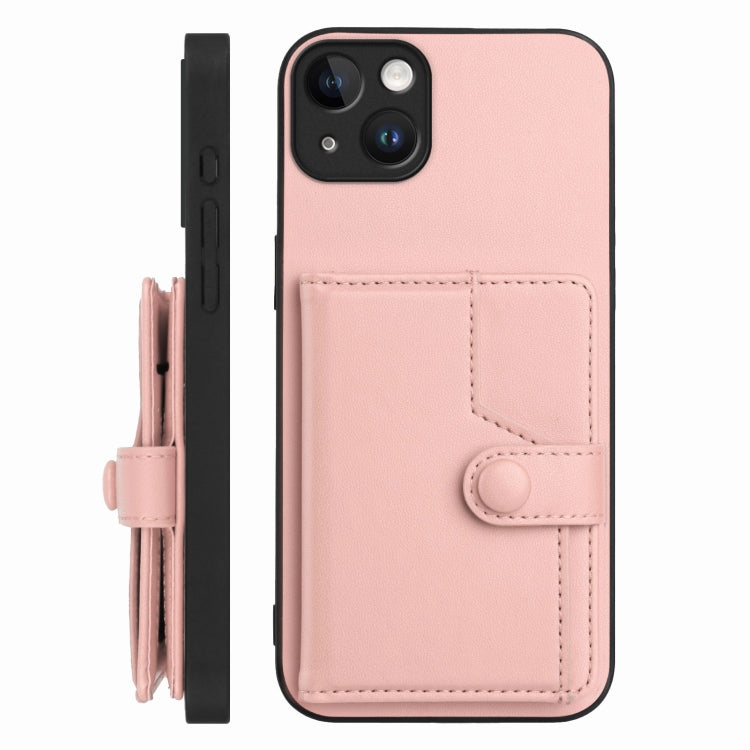 For iPhone 14 Plus Button Card Bag RFID Anti-theft Phone Case