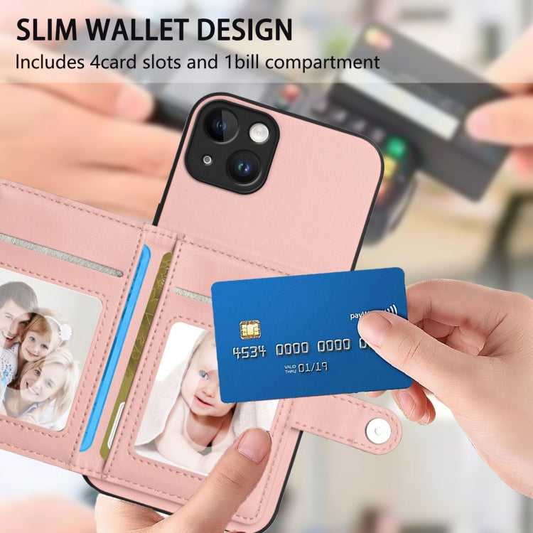 For iPhone 14 Plus Button Card Bag RFID Anti-theft Phone Case