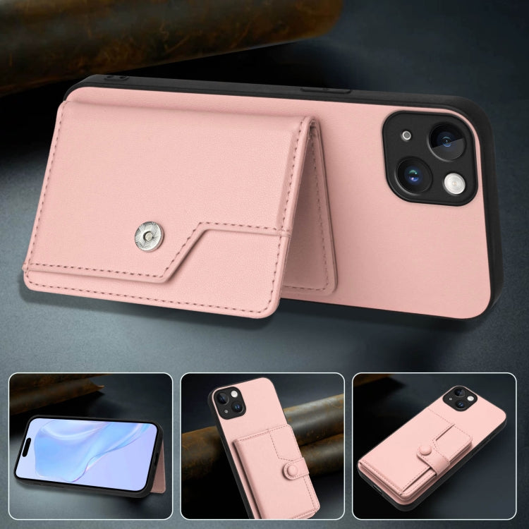 For iPhone 14 Plus Button Card Bag RFID Anti-theft Phone Case