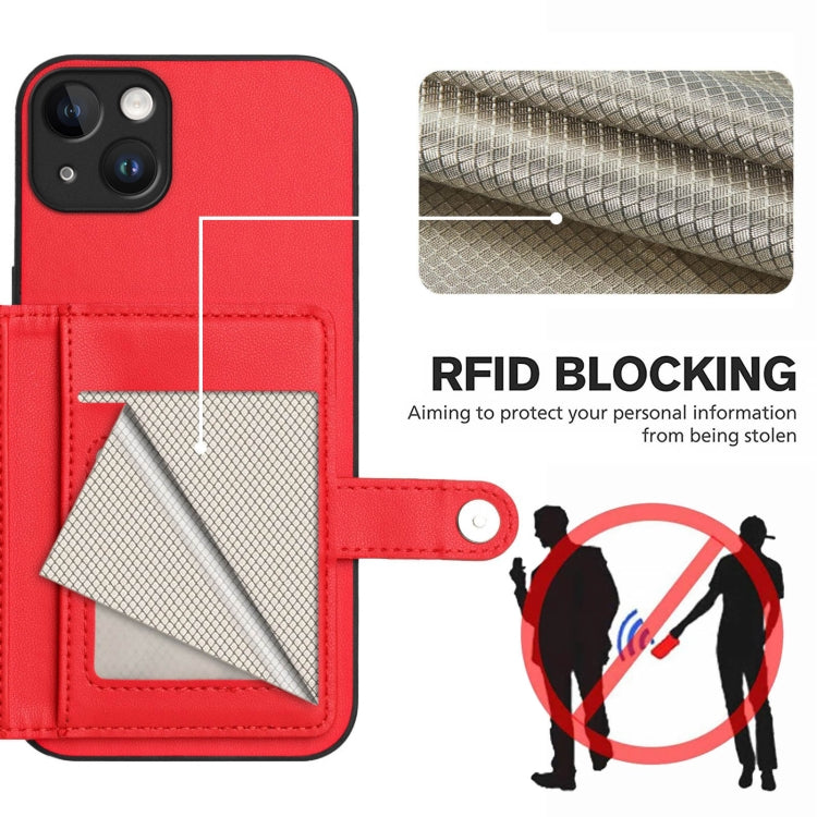 For iPhone 14 Plus Button Card Bag RFID Anti-theft Phone Case