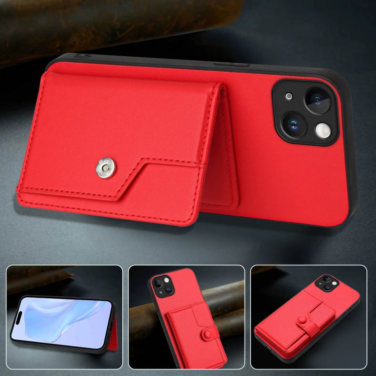 For iPhone 14 Plus Button Card Bag RFID Anti-theft Phone Case