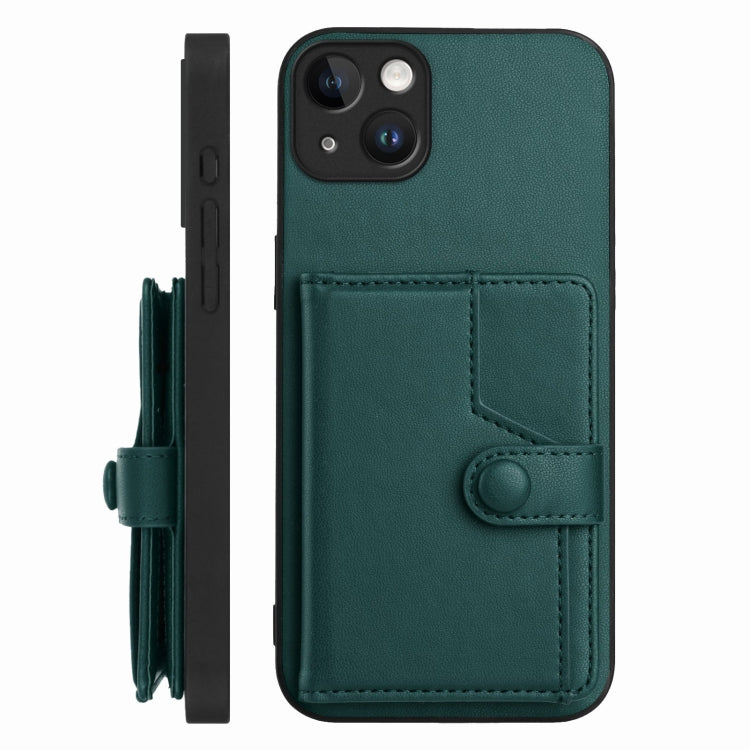 For iPhone 14 Plus Button Card Bag RFID Anti-theft Phone Case