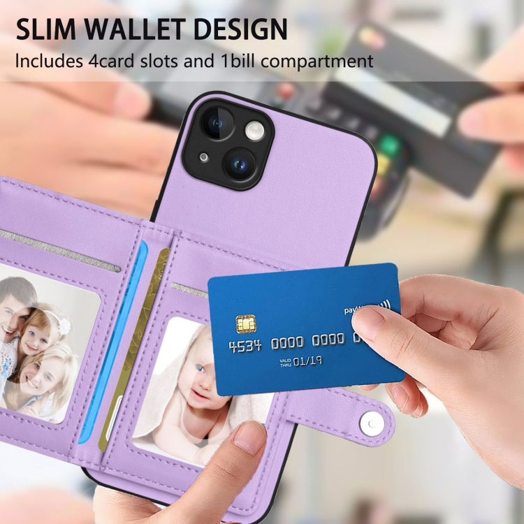 For iPhone 14 Plus Button Card Bag RFID Anti-theft Phone Case