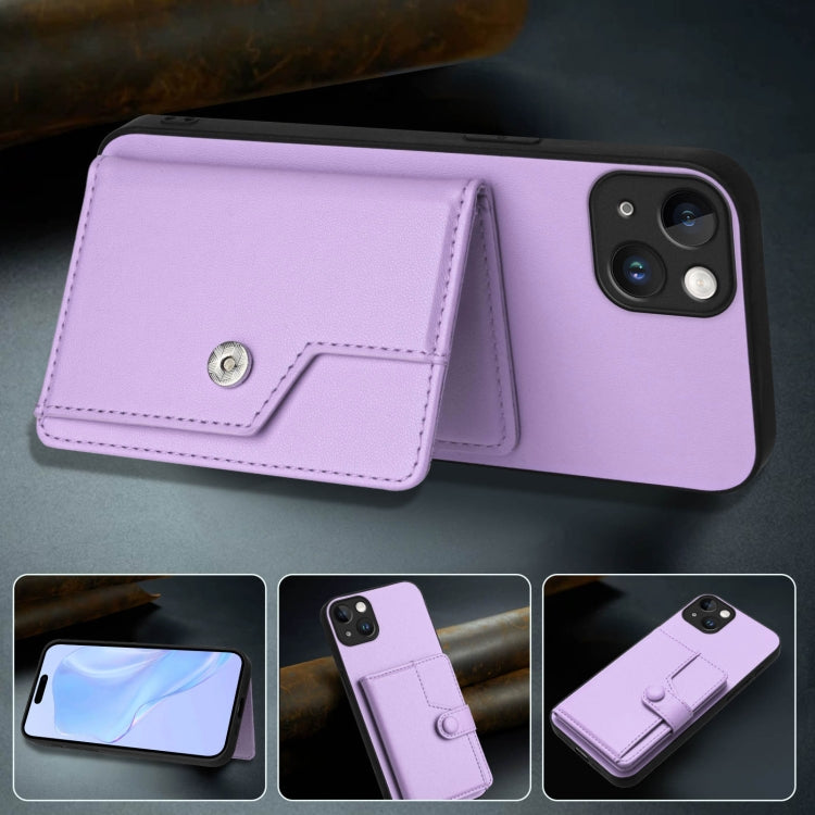 For iPhone 14 Plus Button Card Bag RFID Anti-theft Phone Case