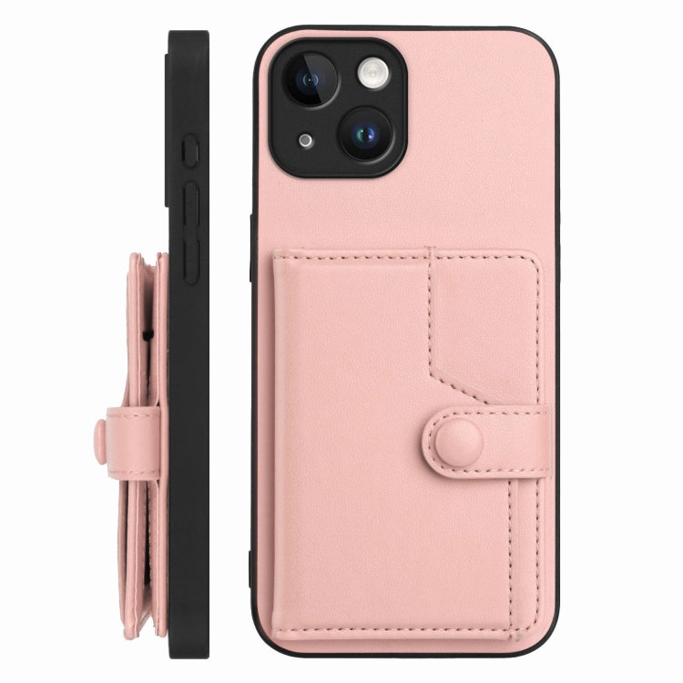 For iPhone 14 Button Card Bag RFID Anti-theft Phone Case