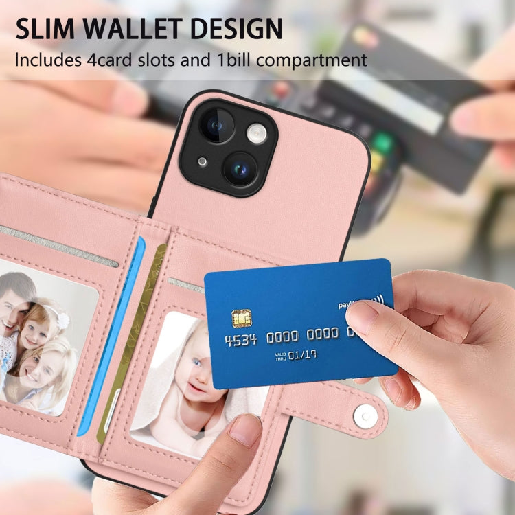 For iPhone 14 Button Card Bag RFID Anti-theft Phone Case