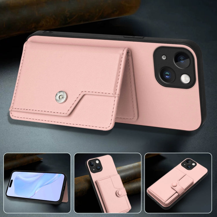 For iPhone 14 Button Card Bag RFID Anti-theft Phone Case