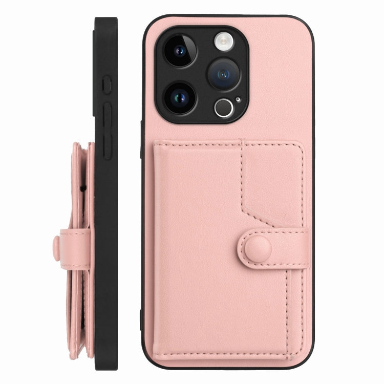 For iPhone 14 Pro Button Card Bag RFID Anti-theft Phone Case