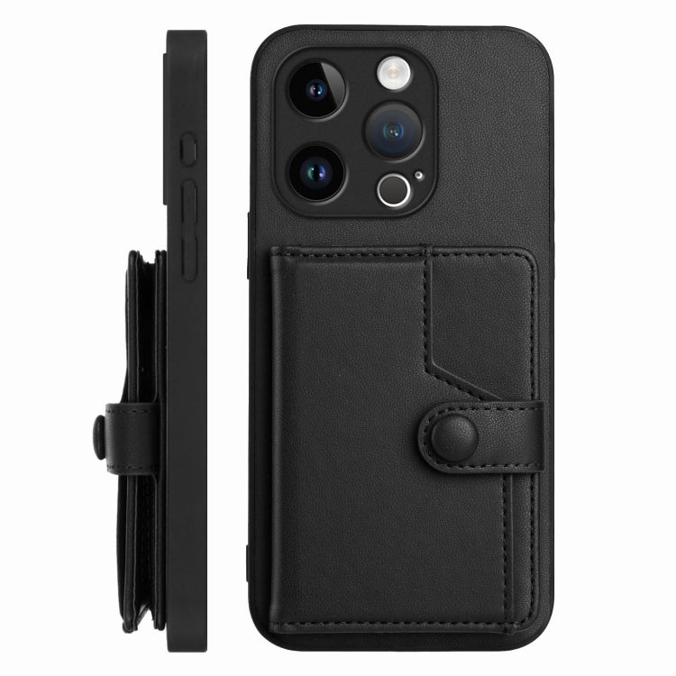 For iPhone 14 Pro Button Card Bag RFID Anti-theft Phone Case