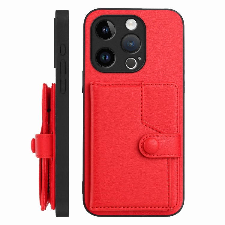 For iPhone 14 Pro Button Card Bag RFID Anti-theft Phone Case