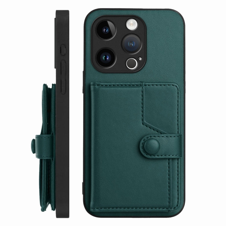 For iPhone 14 Pro Button Card Bag RFID Anti-theft Phone Case