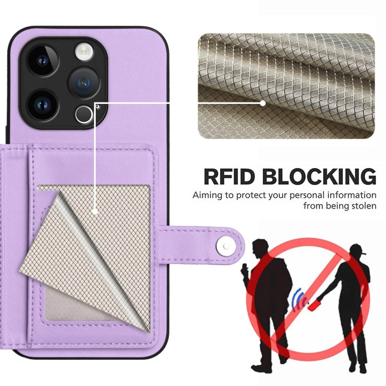 For iPhone 14 Pro Button Card Bag RFID Anti-theft Phone Case