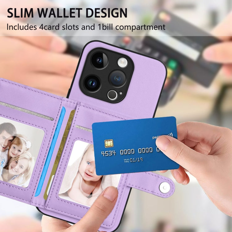For iPhone 14 Pro Button Card Bag RFID Anti-theft Phone Case