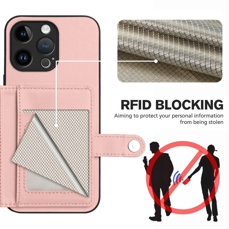 For iPhone 14 Pro Max Button Card Bag RFID Anti-theft Phone Case